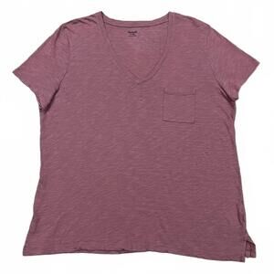 Madewell V Neck Short Sleeve Pocket T Shirt Mauvy Pink Size 2XL